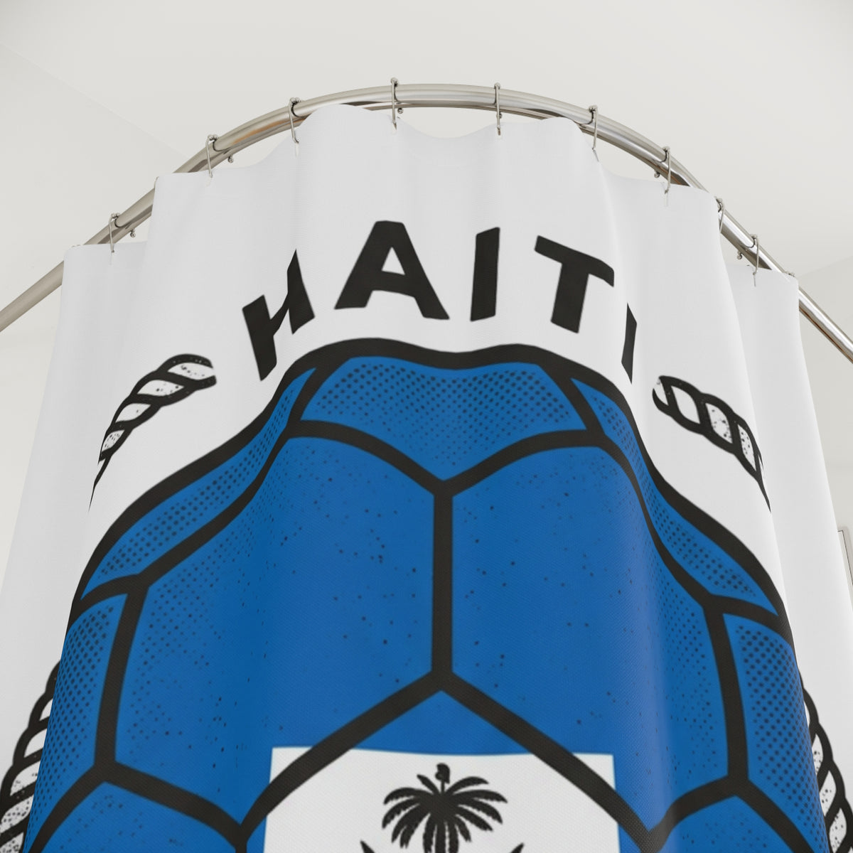 Copy of Haiti Football Soccer Ball Shower Curtain | Haitian Flag Emblem