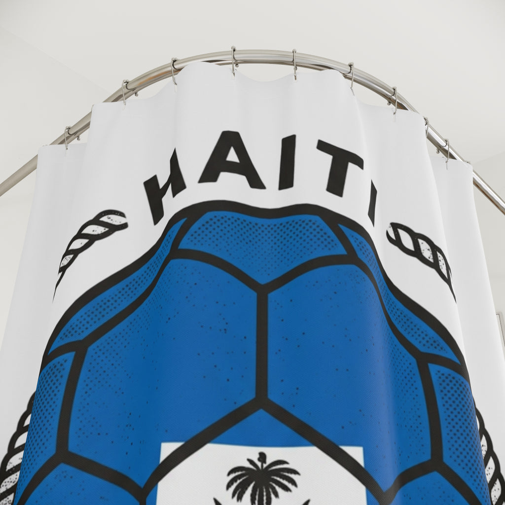 Copy of Copy of Haiti Football Soccer Ball Shower Curtain | Haitian Flag Emblem