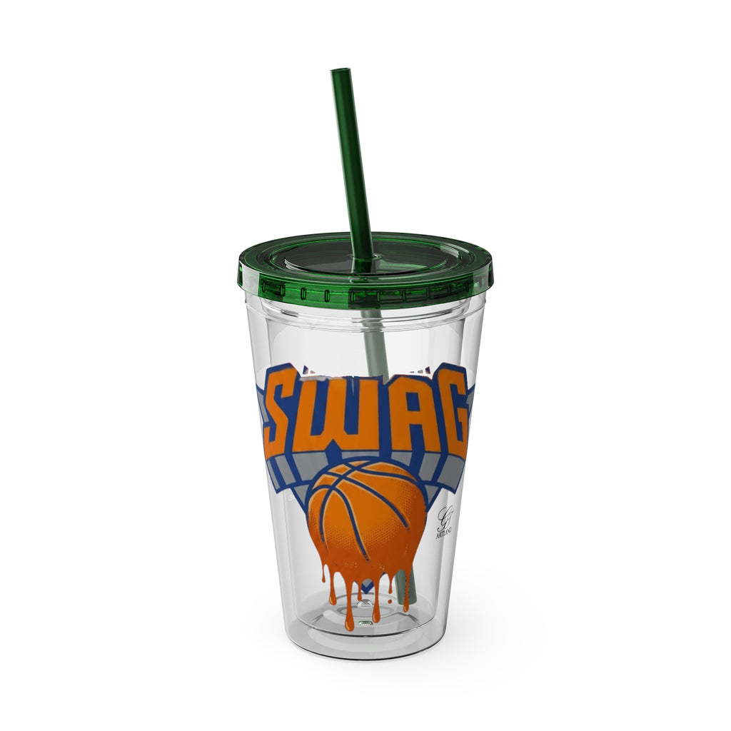 Swag Dripping Basketball Tumbler | 16oz Straw Cup by GT Artland