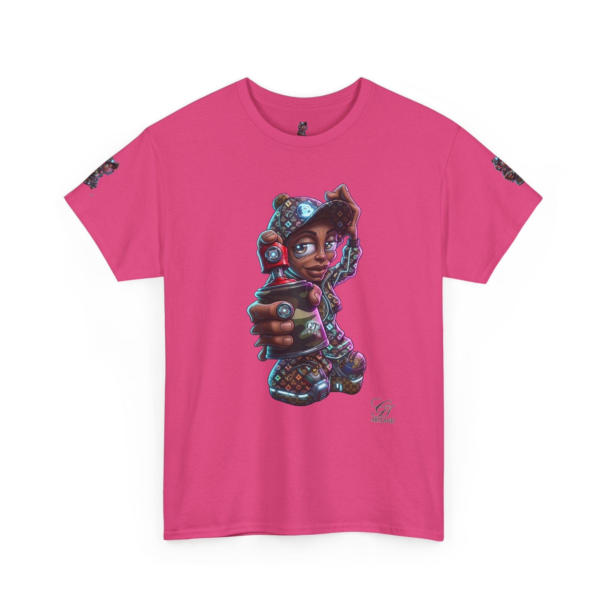 Ebony Futuristic Urban Spray Can Kid Gamer Tee - Cute Streetwear Graphic T-Shirt by GT Artland