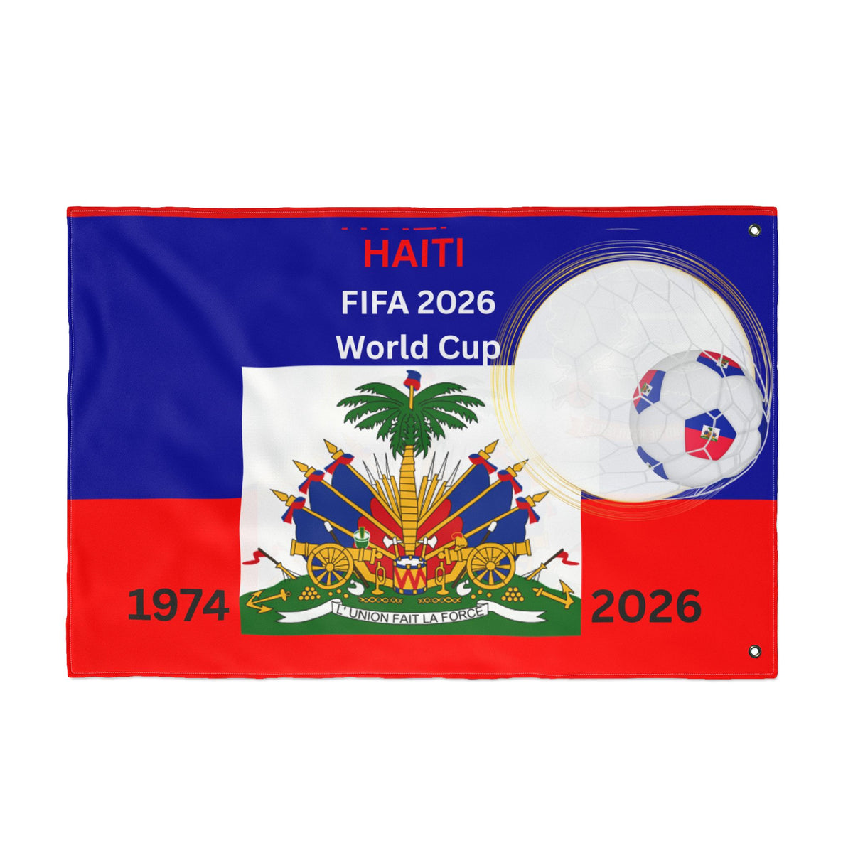 2026 World Cup Haitian Double Sided Football Flag | Soccer Flag