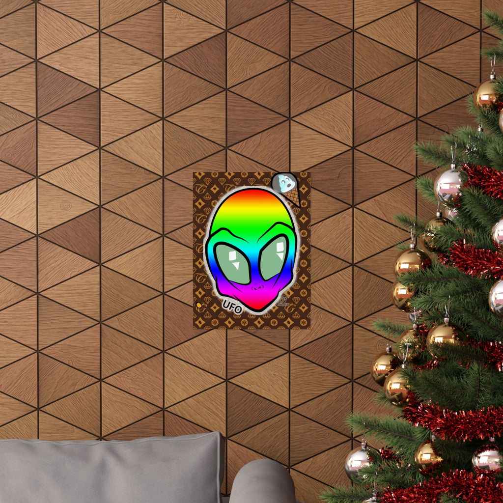 Rainbow Alien Head Matte Poster | UFO Pop Art Wall Decor by GT Artland
