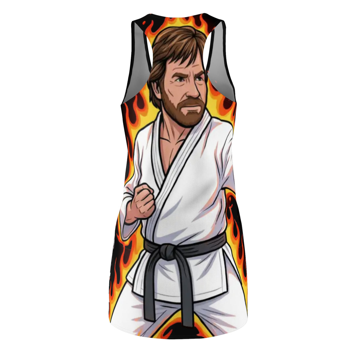 Martial Arts Chuck Norris Master Racerback Dress | Karate Flame Illustration by GT Artland