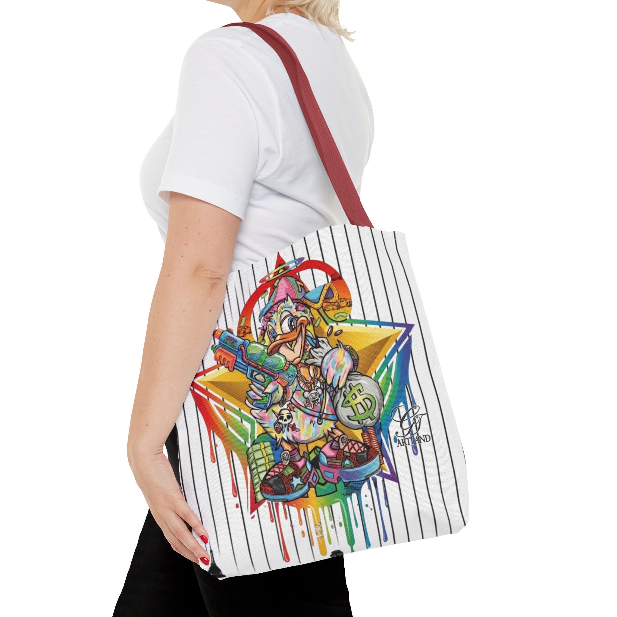 Graffiti Duck Urban Colorful Drip Tote Bag — Colorful Street Art by GT Artland