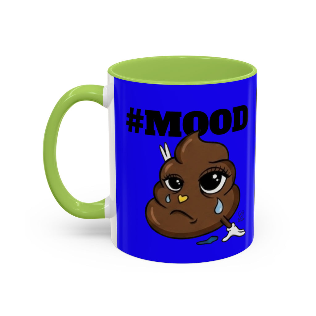 #MOOD Poop Emoji Retro Blue Accent Coffee Mug – Funny Blue 11/15oz Gift by GT Artland