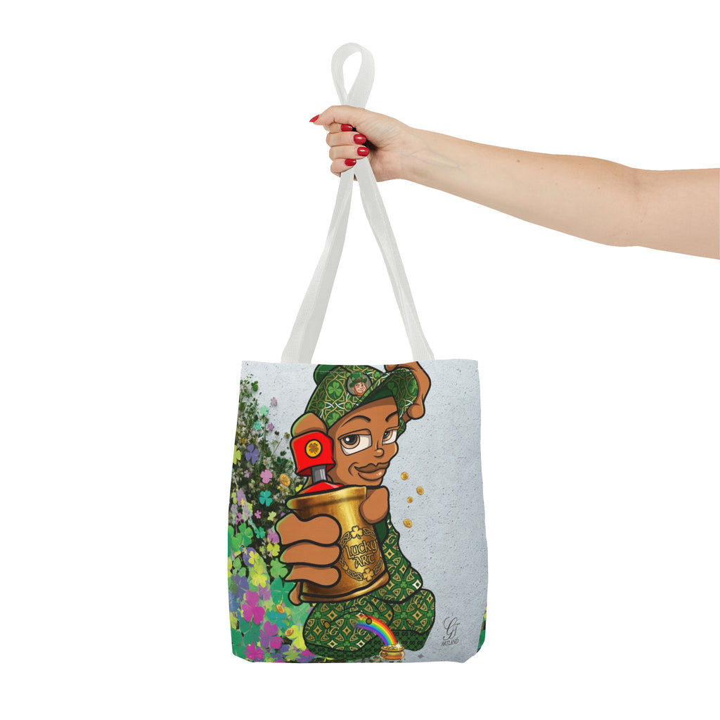 "Lucky Art" Spray Can Ebony Couple (Boy/Girl) St Patrick Theme Designer Tote Bag by GT Artland