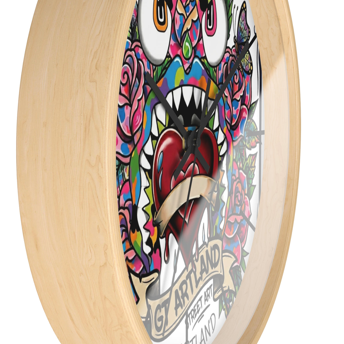 Colorful Tattoo Heart Monster Wall Clock by GT Artland