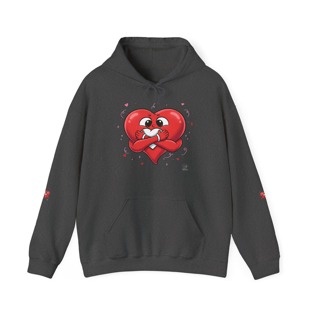 Graphic Heart Unisex Heavy Blend Hooded Sweatshirt | Red Heart Cartoon Sweatshirt