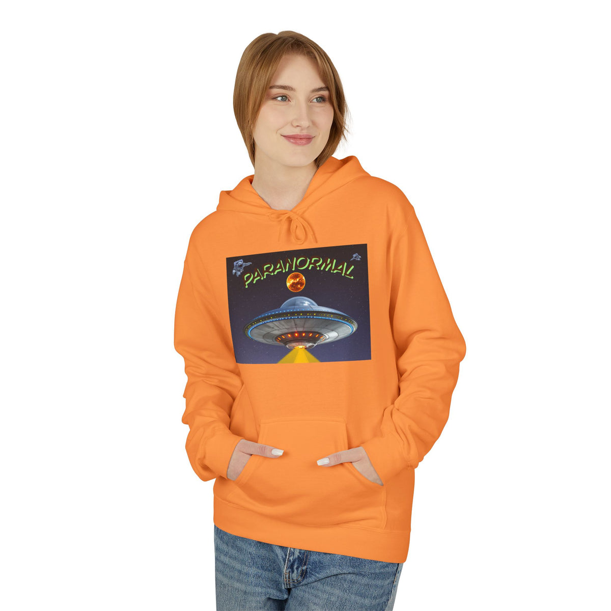 Retro UFO Spaceship Hoodie | Paranormal Alien Abduction Design