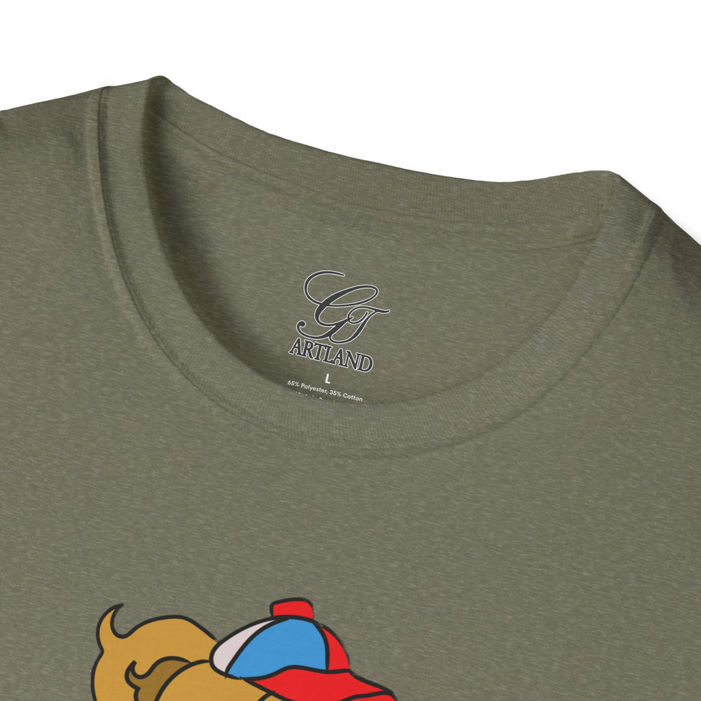 Cartoon Bear with Swag Graphic T-Shirt - Tee