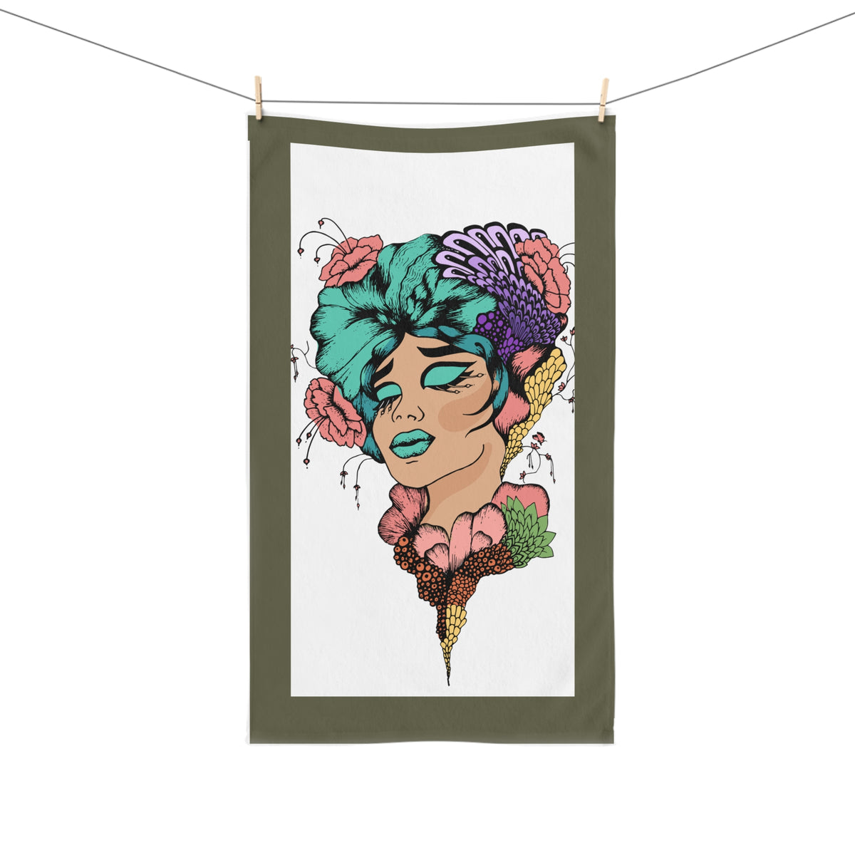 Tropical Floral Seashell Beauty Hand Towel