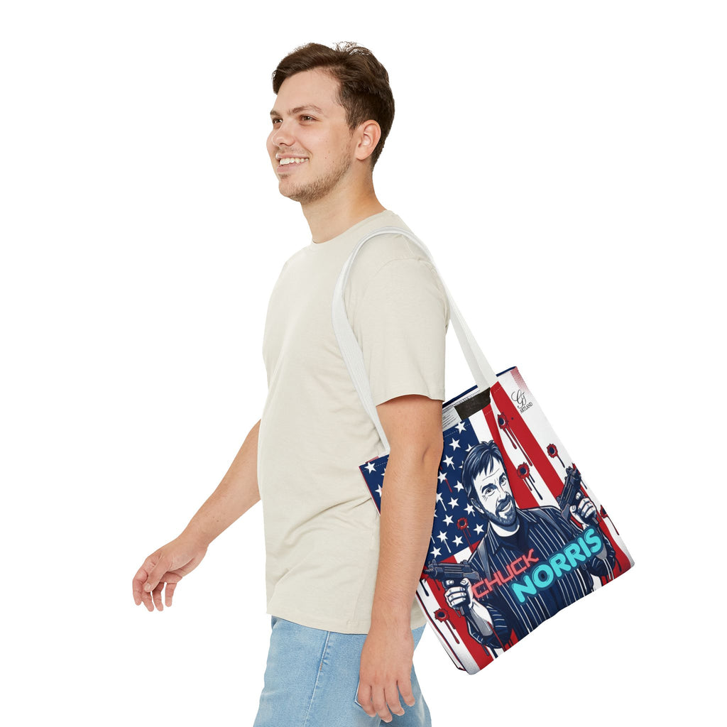 Patriotic Action Designer Edition Hero Tote Bag — 'Chuck Norris' Graphic by GT Artland