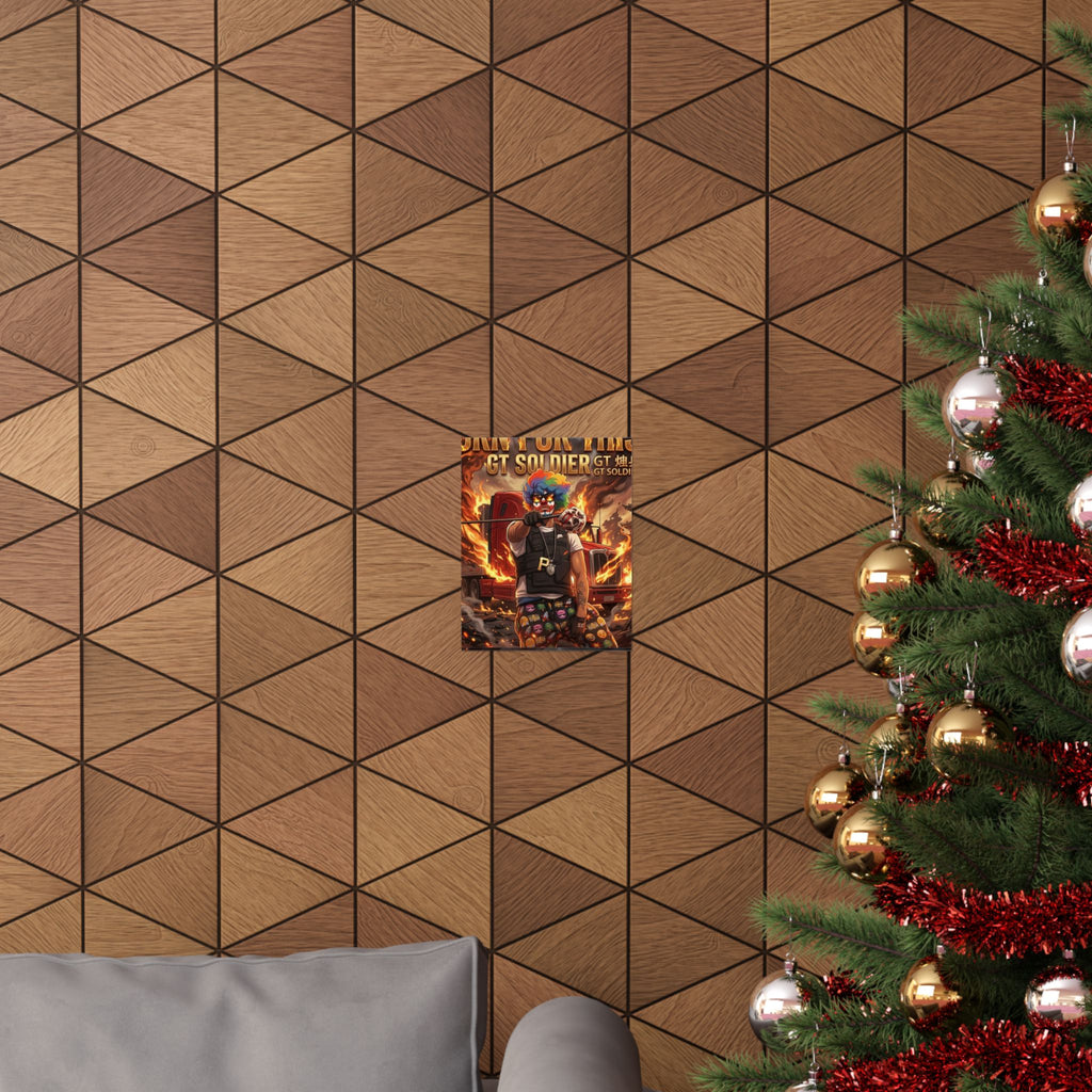 GT Soldier Clown Poster — Fiery Gamer Art Matte Vertical Print by GT Artland