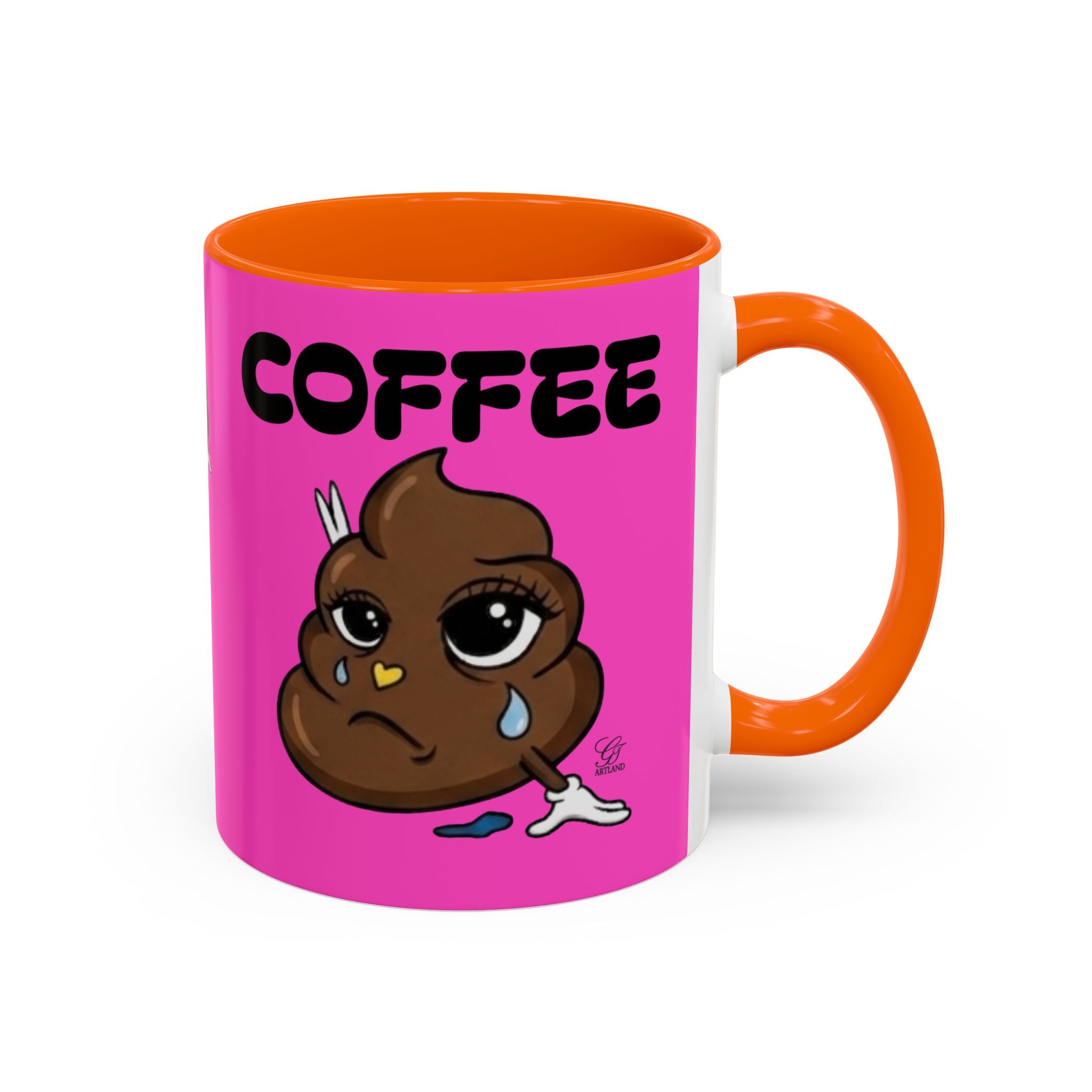 Coffee Mug — Pink 'Coffee' Sad Poop Emoji Accent Ceramic Mug (11/15oz) by GT Artland