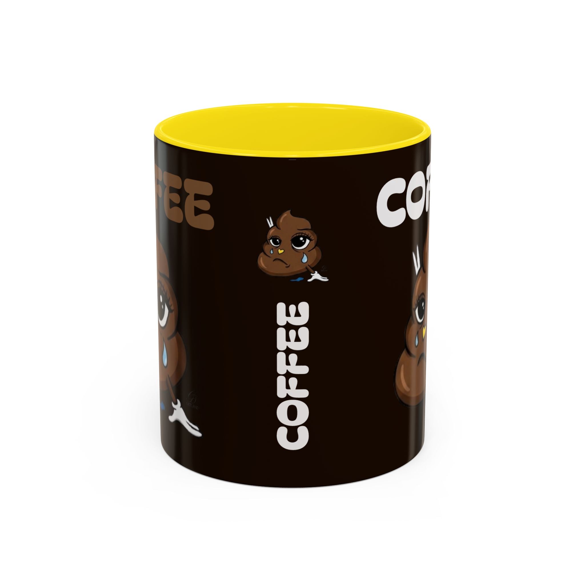 Coffee Mug — Cute Sad Poop Emoji with “COFFEE” Text Accent Mug by GT Artland