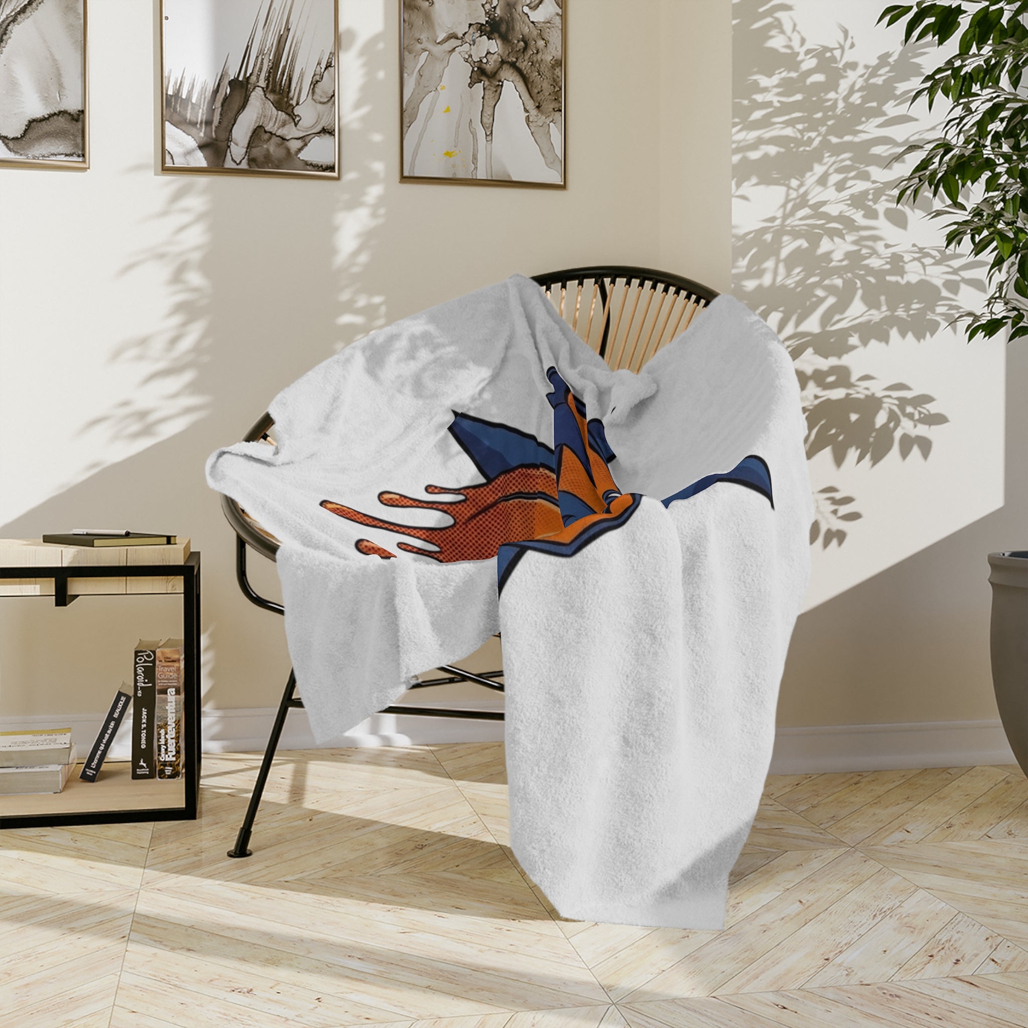 NYC Dripping Basketball Velveteen Microfiber Blanket | Sports City Logo Throw by GT Artland