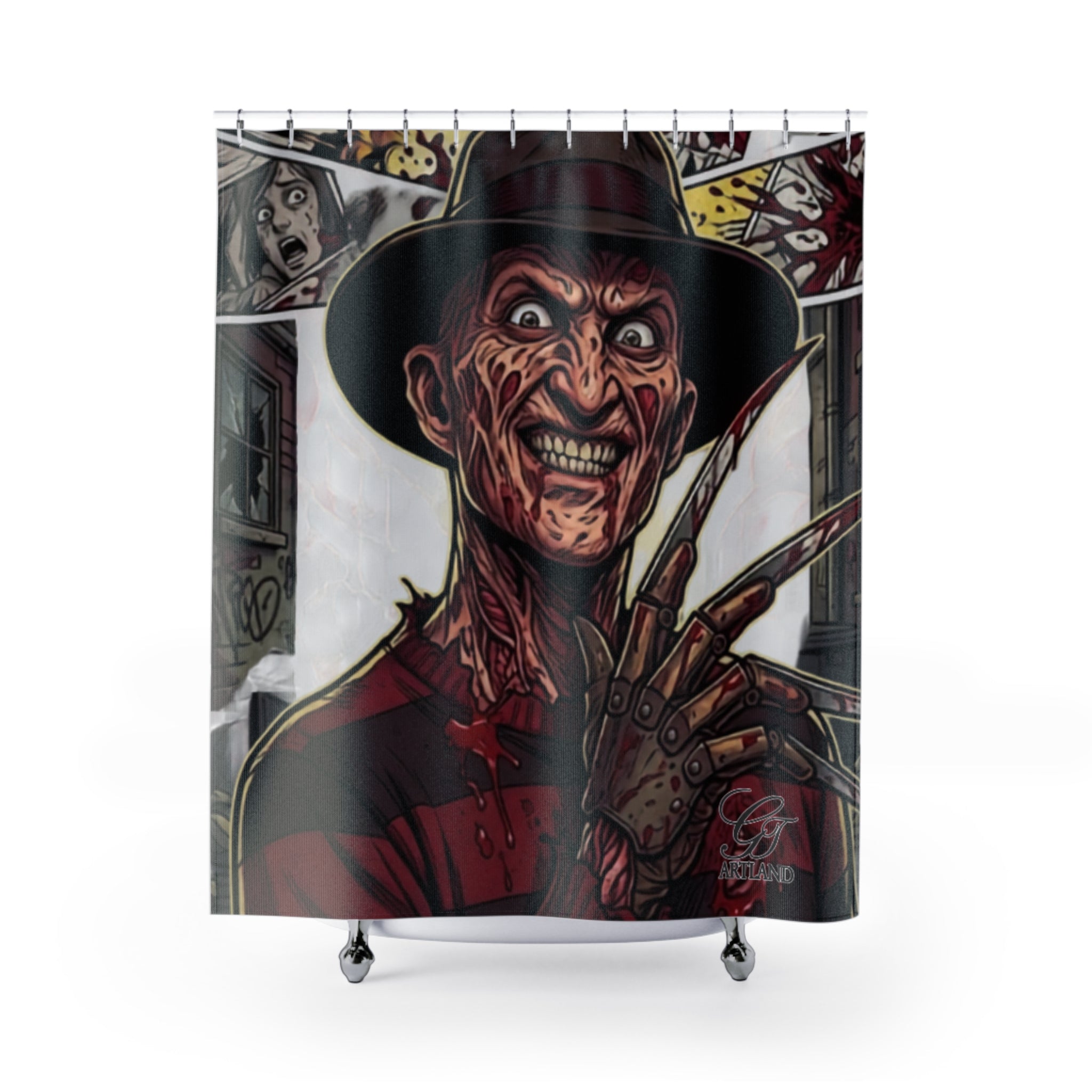 Martin Lucifer King from Elm Street Gangsta Designer Horror Art Shower Curtain by GT Artland