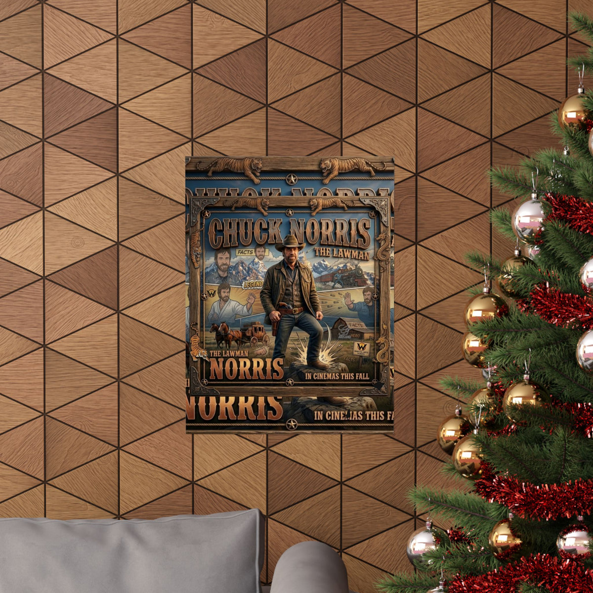 Chuck Norris Movie Poster Matte Vertical Poster | Cowboy Lawman Wall Art by GT Artland