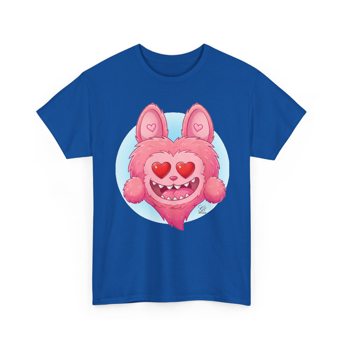 Pink Heart-Eyed Monster T-Shirt | Cute Fuzzy Creature by GT Artland