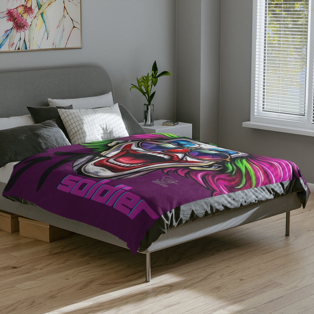 Neon GT Soldier Fan Gear Clown Blanket | Velveteen Microfiber by GT Artland