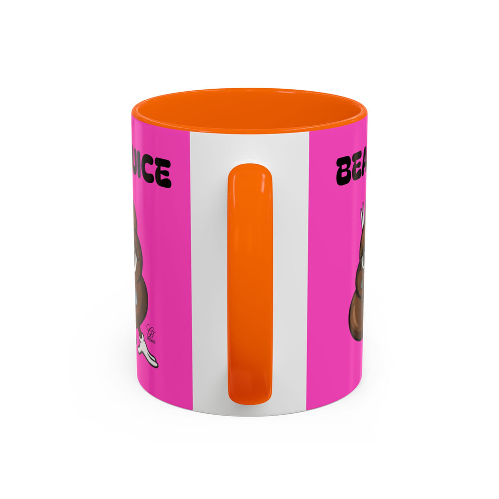 Bean Juice Coffee Mug — Funny Pink Accent Mug with Cute Poop Emoji Design (11/15oz) by GT Artland