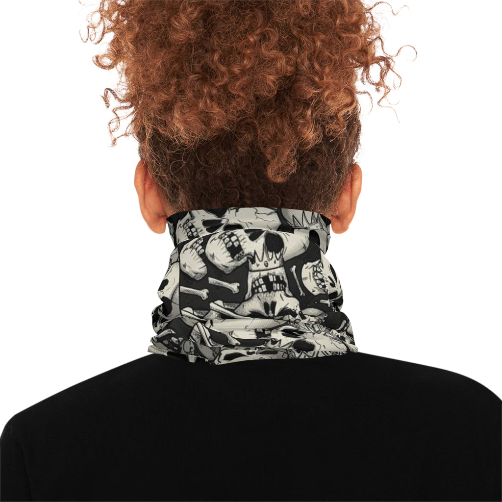 Skull Crown Red Smile Neck Gaiter — Gothic Skull Pattern Face Covering by GT Artland