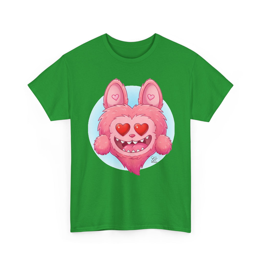 Pink Heart-Eyed Monster T-Shirt | Cute Fuzzy Creature by GT Artland