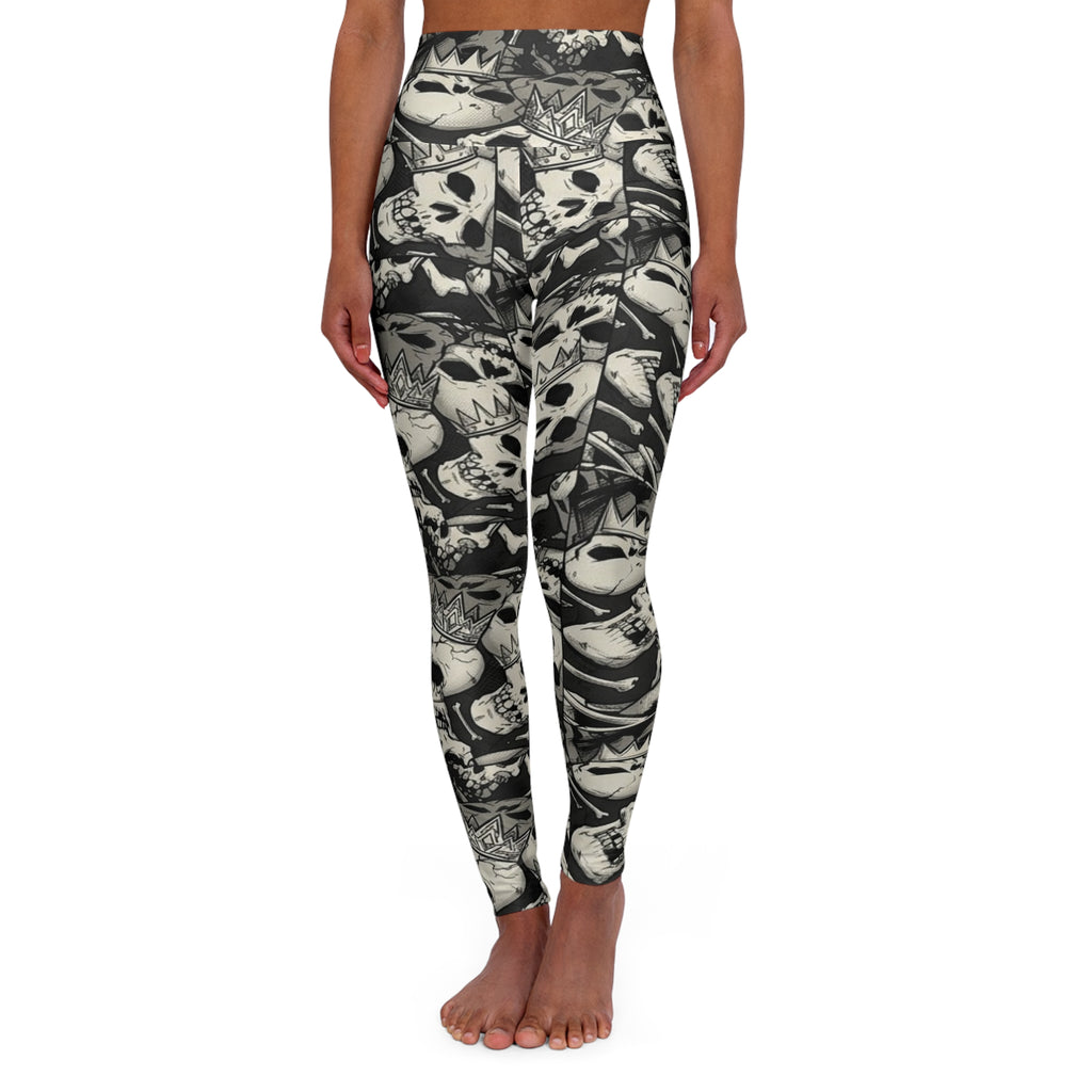 Skull and Bone Designer High Fashion Gothic Black & White Leggings by GT Artland