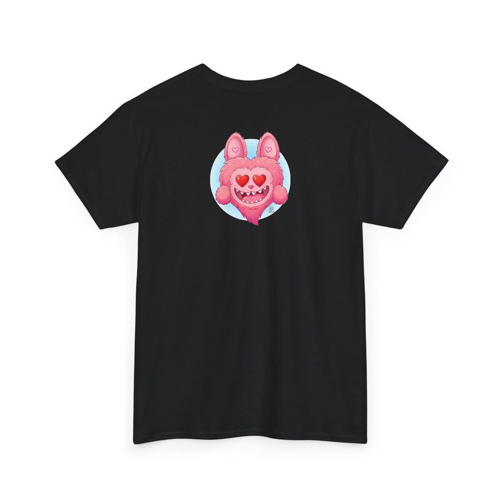 Pink Heart-Eyed Monster T-Shirt | Cute Fuzzy Creature by GT Artland