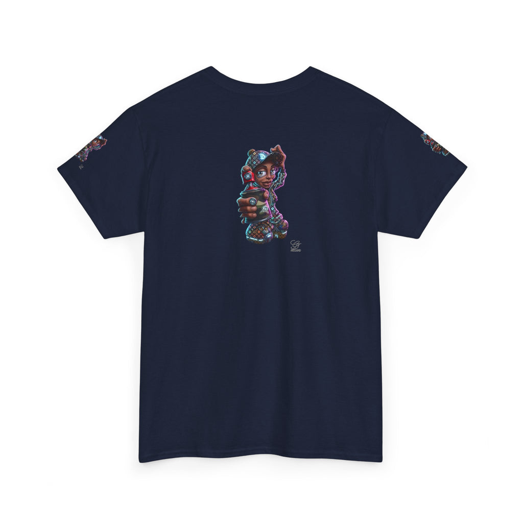 Ebony Futuristic Urban Spray Can Kid Gamer Tee - Cute Streetwear Graphic T-Shirt by GT Artland