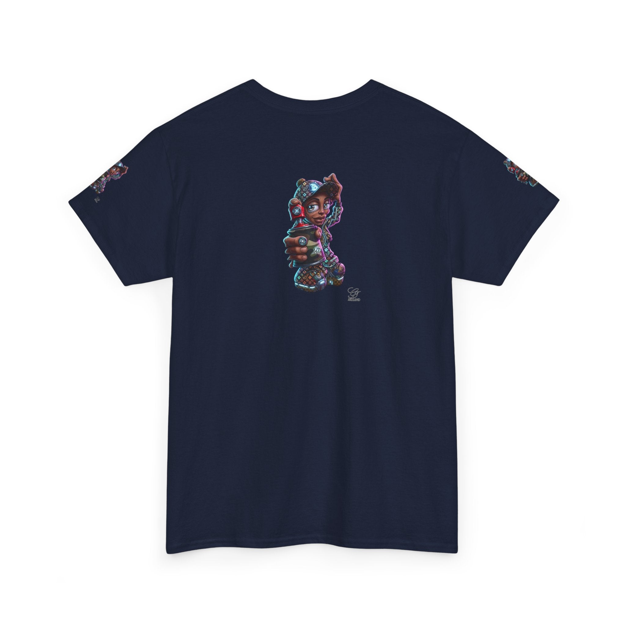 Ebony Futuristic Urban Spray Can Kid Gamer Tee - Cute Streetwear Graphic T-Shirt by GT Artland