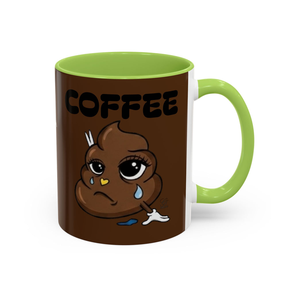 Coffee Mug — Cute Crying Poop Emoji 'COFFEE' Accent Ceramic Mug (11/15 oz) by GT Artland