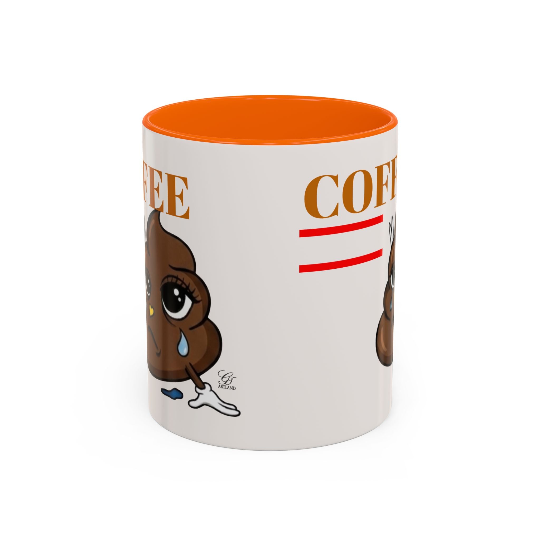 Coffee Mug — Sad Coffee Poop Emoji Designer Toon Accent Mug (11/15oz) by GT Artland