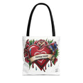 Vintage Tattoo Heart Tote Bag  Custom Banner "Enter Text" by GT Artland