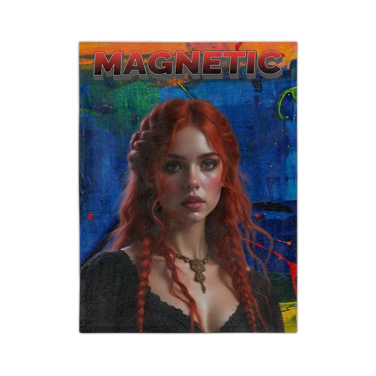 "Magnetic" Redheaded Lady Velveteen Microfiber Blanket | Throw
