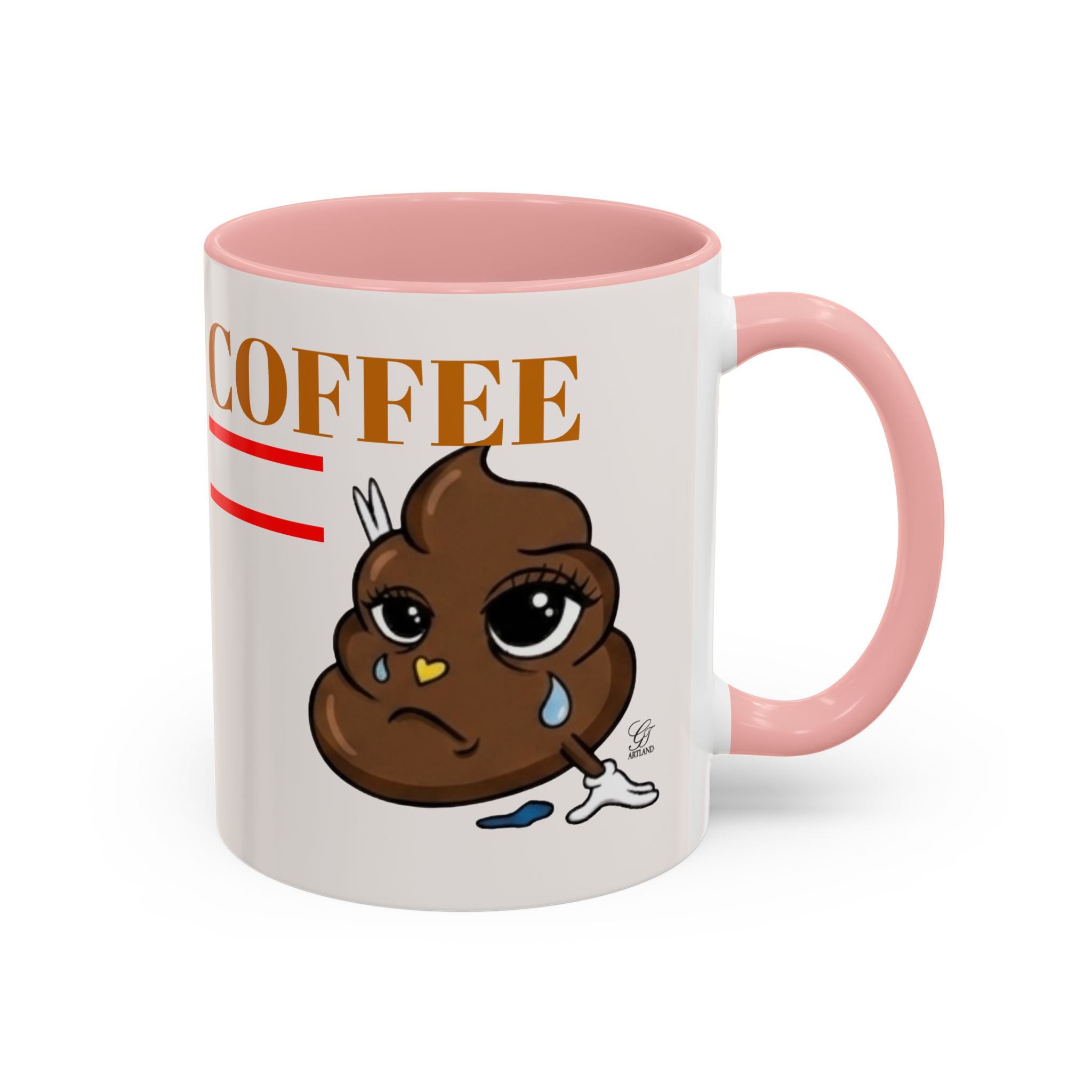 Coffee Mug — Sad Coffee Poop Emoji Designer Toon Accent Mug (11/15oz) by GT Artland