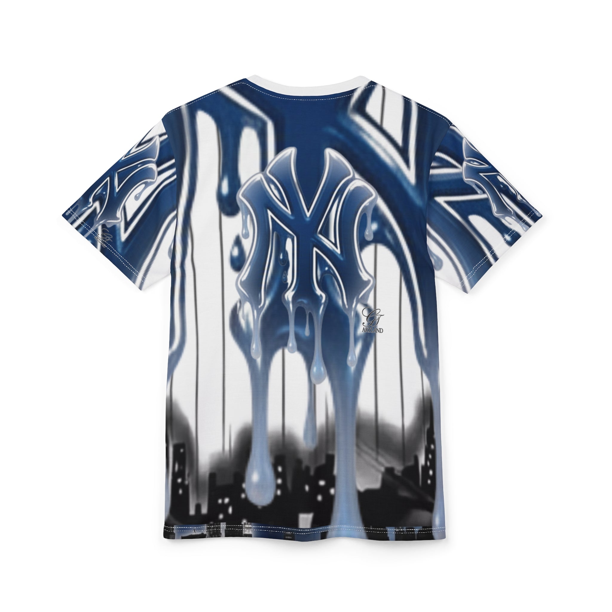 Yank Drip High Speed Drift Designer Dripping NY Logo Tee |Baseball Cityscape by GT Artland