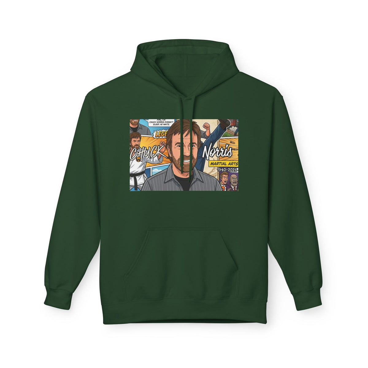 Chuck Norris Portrait Hoodie | Martial Arts Comic Illustration by GT Artland