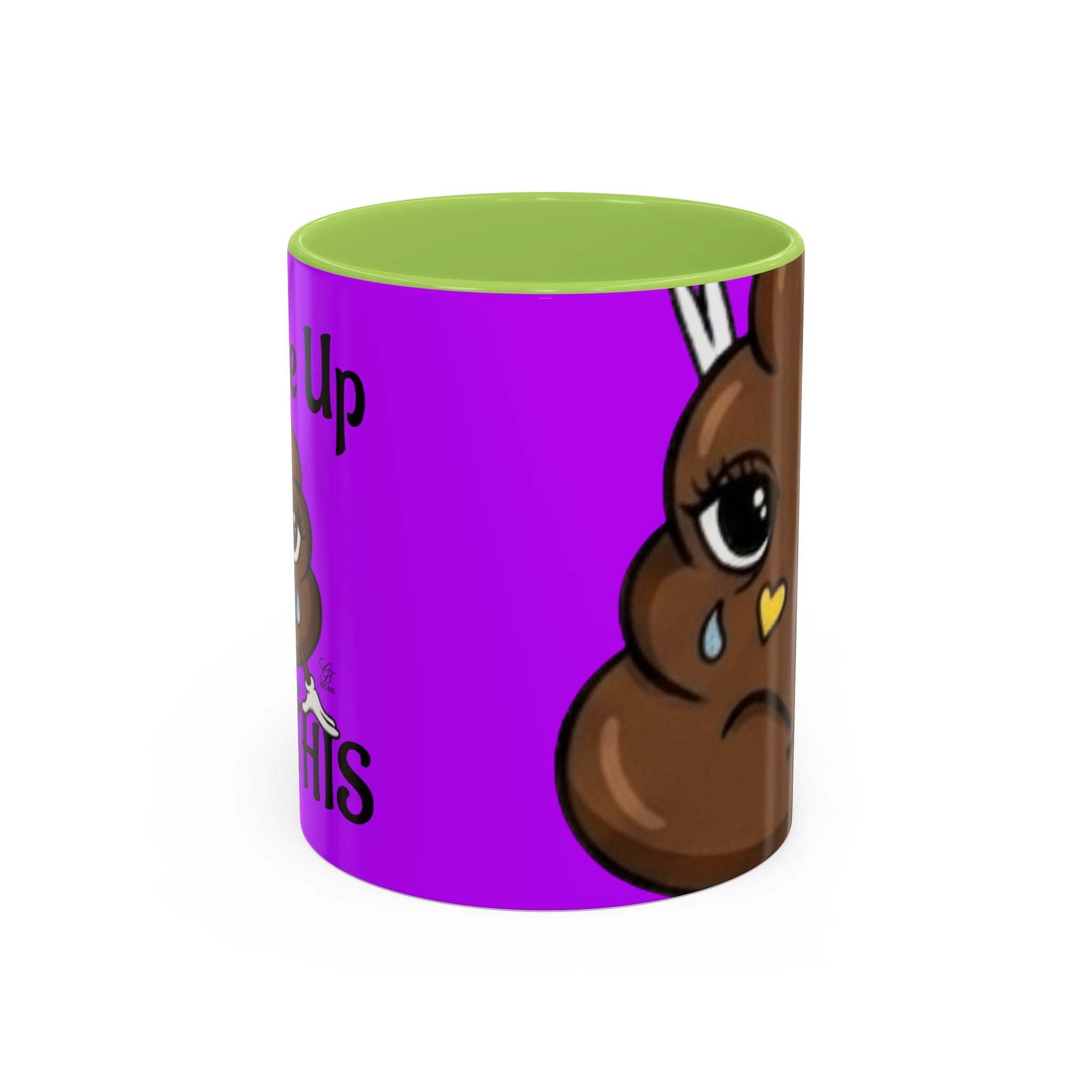 Sad Poop Emoji Accent Coffee Mug (11/15oz) — Funny Cute Kawaii Tearful Poop Design by GT Artland