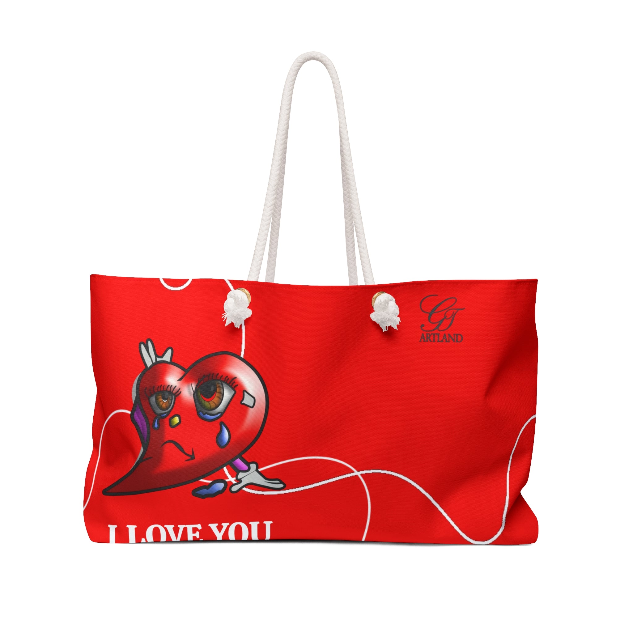 Crying Heart I Love You Weekender Bag | Red Romantic Tote by GT Artland