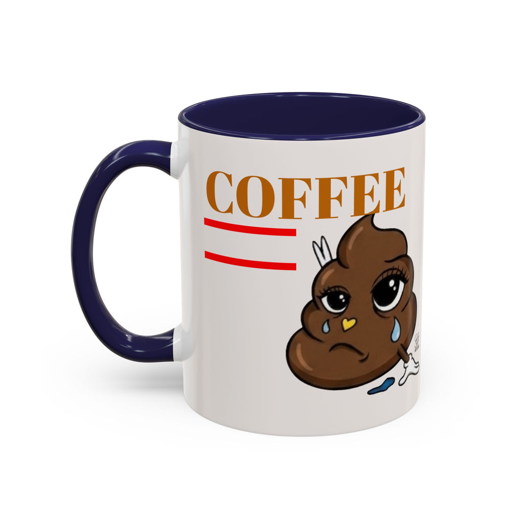 Coffee Mug — Sad Coffee Poop Emoji Designer Toon Accent Mug (11/15oz) by GT Artland