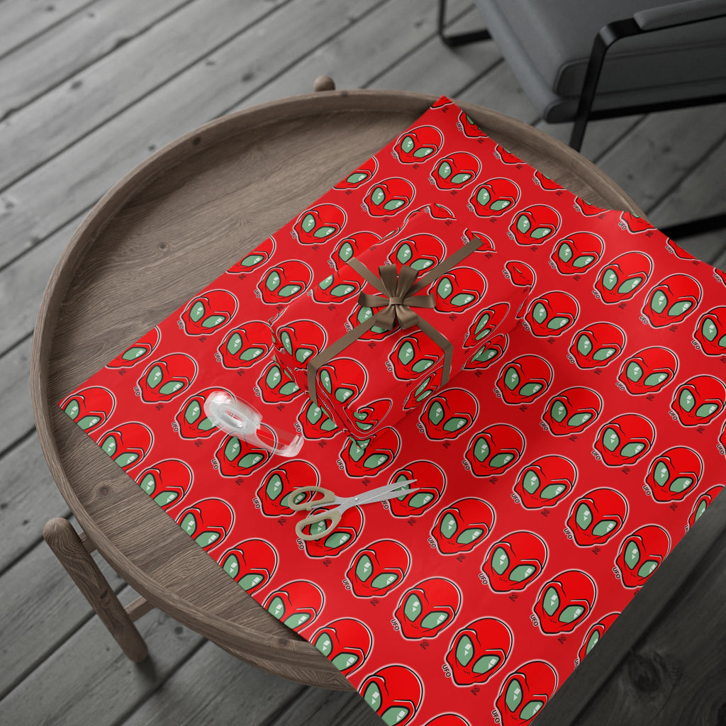 Red Alien UFO Sci‑Fi Gift Wrap