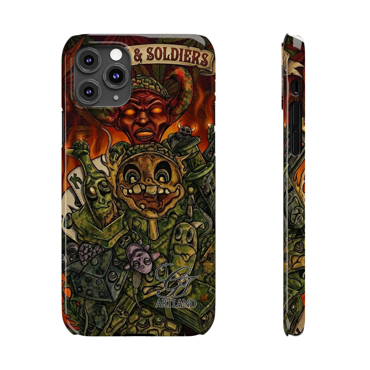 Devils Army Illustration Slim Phone Case | Horror Soldier Art by GT Artland