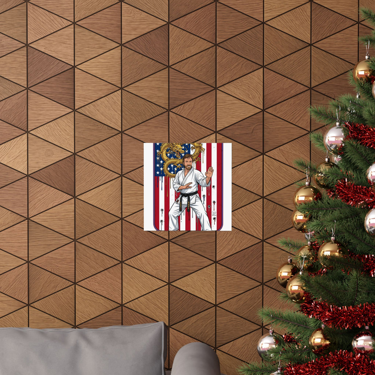 American Flag Karate Chuck Norris Master Poster | Dragon Martial Arts Matte Vertical Print by GT Artland
