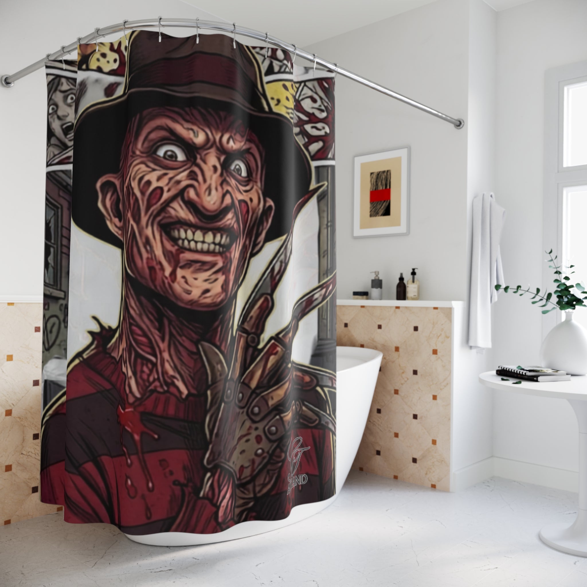 Martin Lucifer King from Elm Street Gangsta Designer Horror Art Shower Curtain by GT Artland