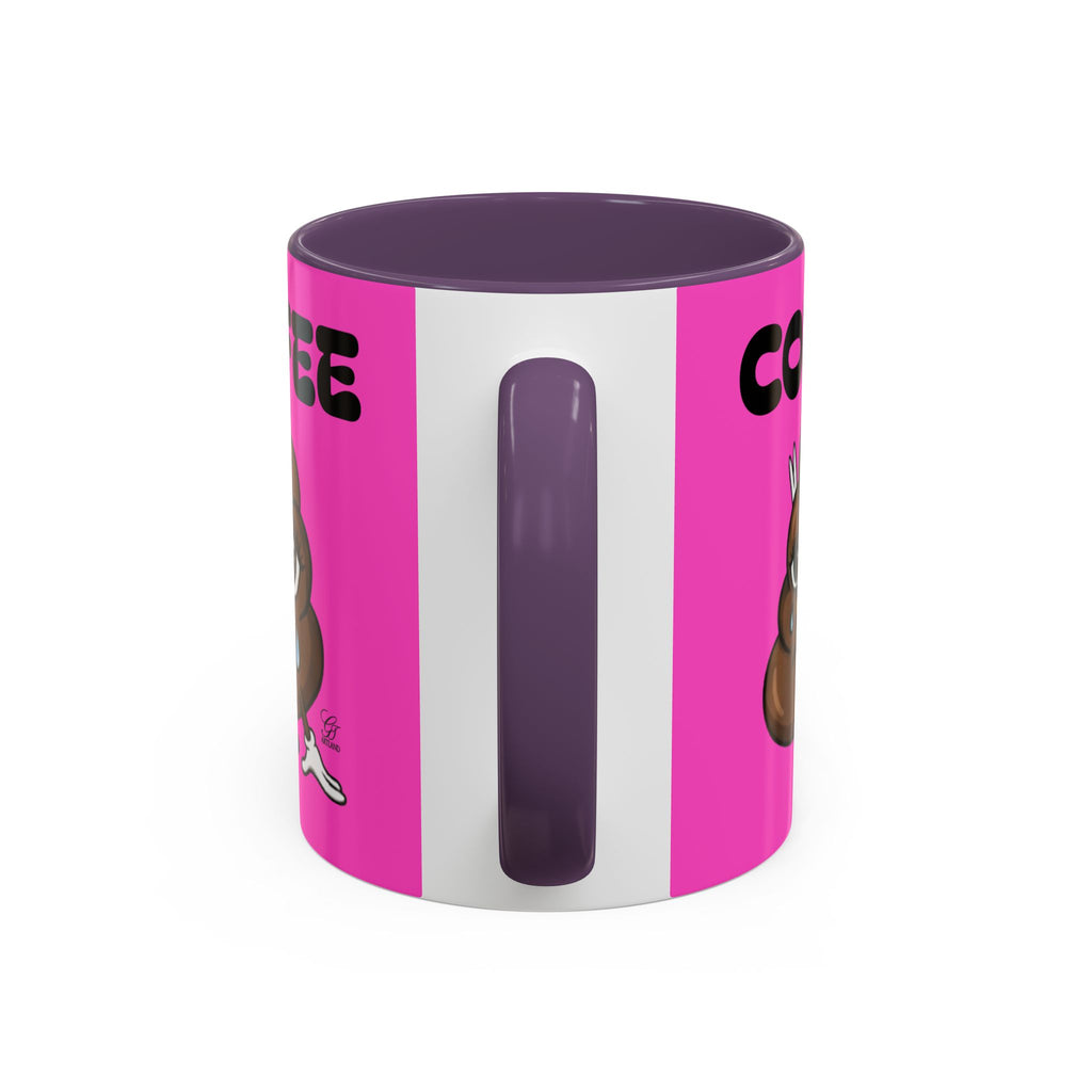 Coffee Mug — Pink 'Coffee' Sad Poop Emoji Accent Ceramic Mug (11/15oz) by GT Artland