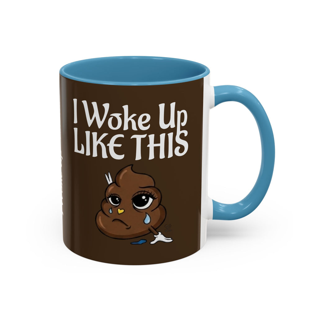 I Woke Up Like This Designer Collectors Coffee Mug — Funny Poop Emoji Accent Mug by GT Artland