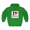 Unisex I LOVE Heavy Blend Full Zip Hooded Sweatshirt Hoodie | Full Zip Sweatshirt