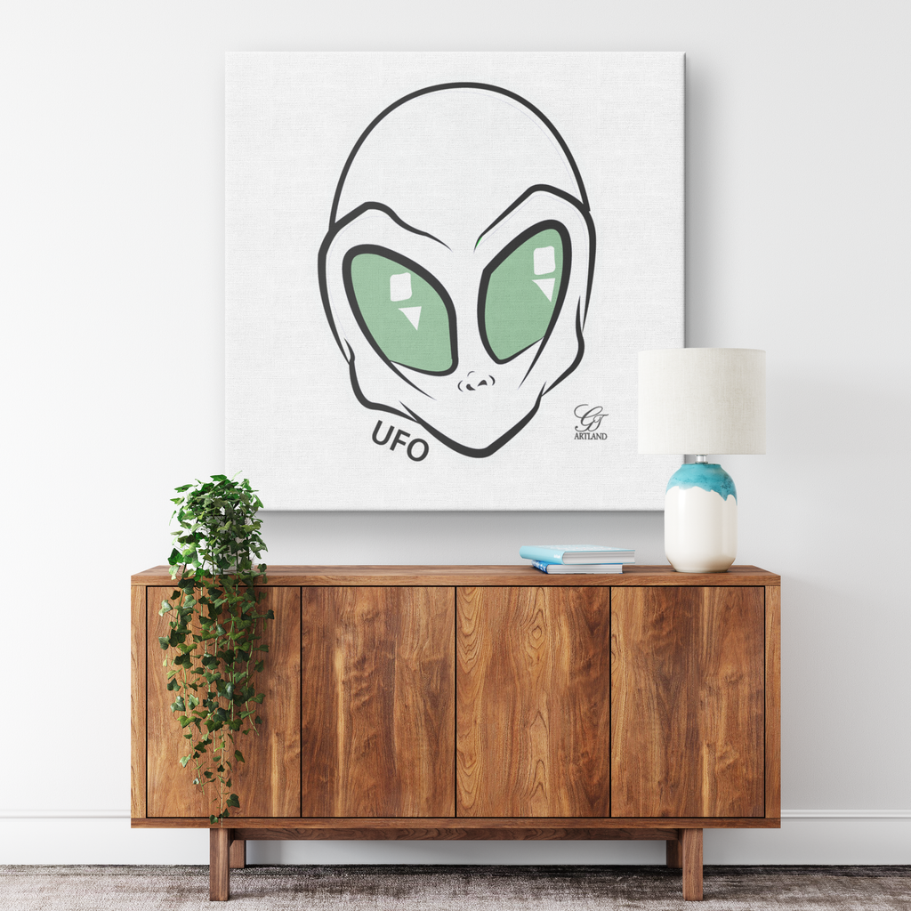 UFO Alien GT Fresh White Clean Edition Square Canvas Wrap by GT Artland