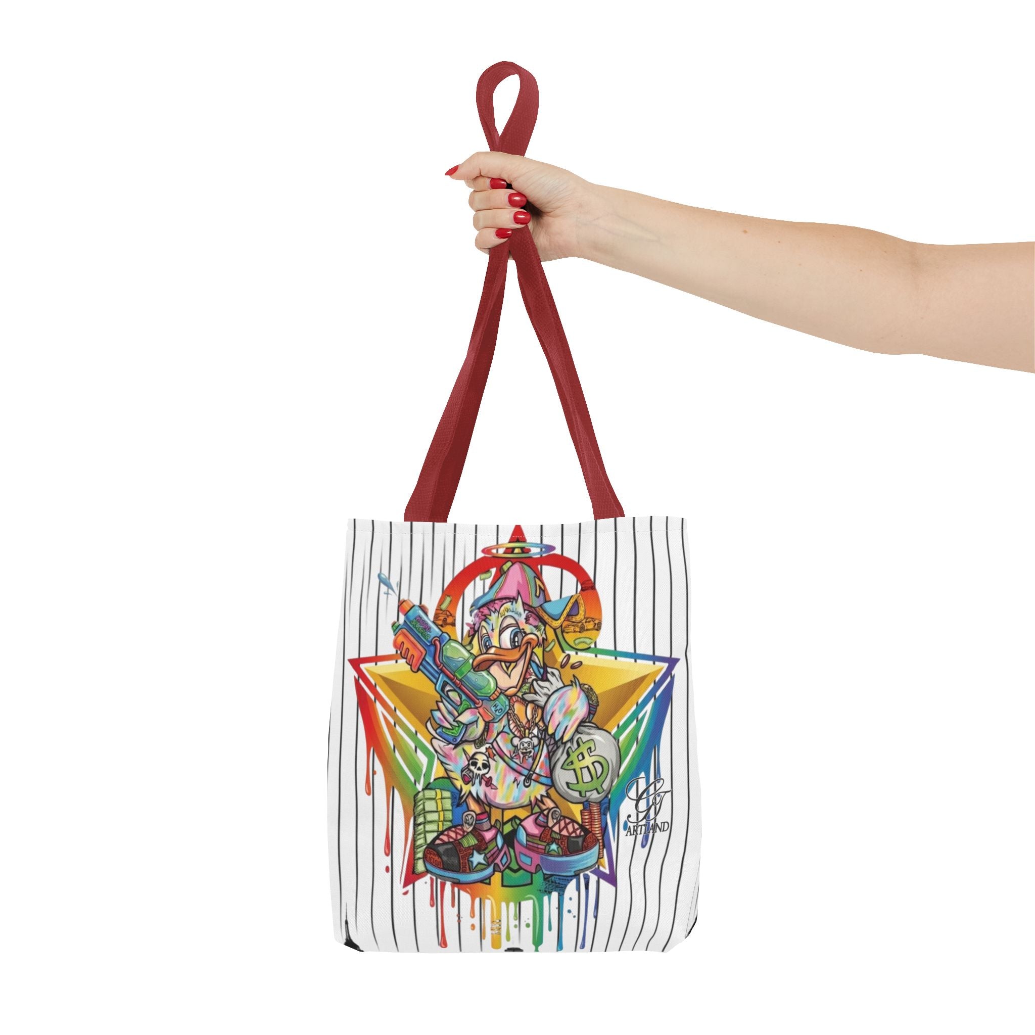Graffiti Duck Urban Colorful Drip Tote Bag — Colorful Street Art by GT Artland